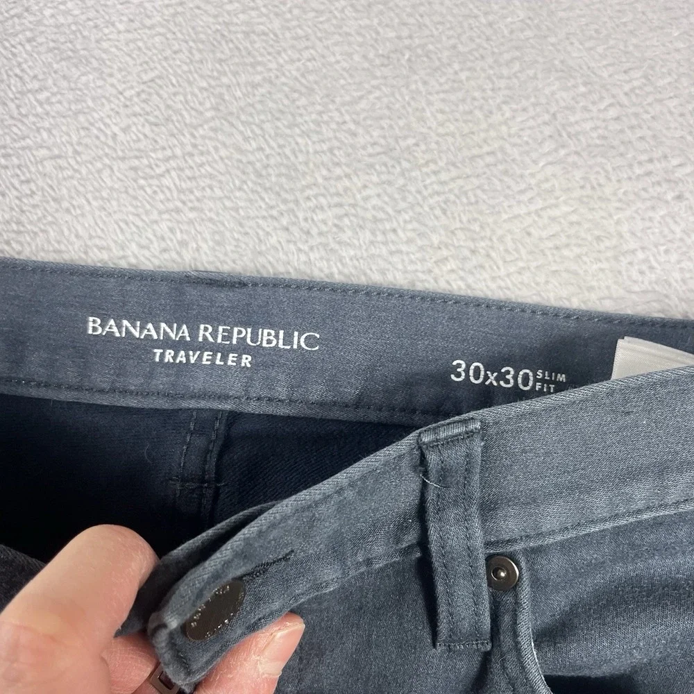 Banana Republic Pants Mens 30x28* The Traveler Chino Jeans Slim Fit‎ Gray EUC